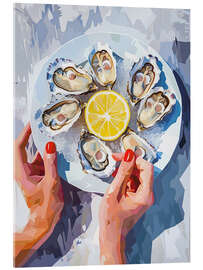 Acrylglasbild Austern und Zitrone