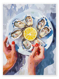 Wandbild Austern und Zitrone - Maria Tuzhilkina