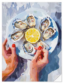 Wandsticker Austern und Zitrone