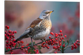 Gallery Print Wacholderdrossel mit roten Beeren