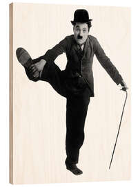 Holzbild Charlie Chaplin in "Der Kleine Tramp", ca. 1915