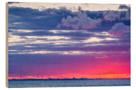 Holzbild Sonnenuntergang über Kopenhagen, Dänemark