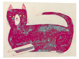 Hartschaumbild Pinke Katze - Sharyn Bursic