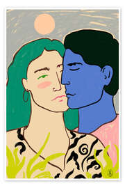 Wandbild Liebende under the moon - Sandra Poliakov