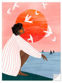 Wandsticker Sonnenuntergang ganz allein