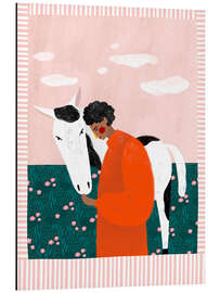 Alubild Lebhaftes Mädchen und Pferd