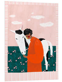 Hartschaumbild Lebhaftes Mädchen und Pferd