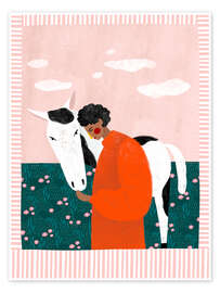 Wandbild Lebhaftes Mädchen und Pferd - Bea Müller