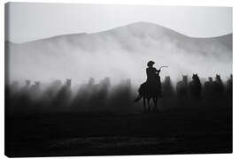 Leinwandbild Cowboy und Mustangs