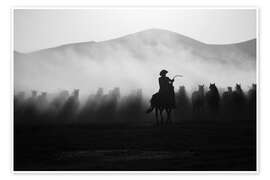 Poster Cowboy und Mustangs