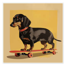 Poster Dachshund Skater