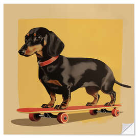 Wandsticker Dachshund Skater