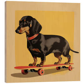 Holzbild Dachshund Skater