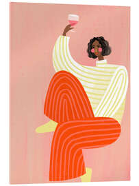 Acrylglasbild Die Frau mit dem Glas Wein