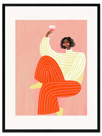 Gerahmter Kunstdruck Die Frau mit dem Glas Wein