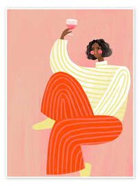 Poster Die Frau mit dem Glas Wein