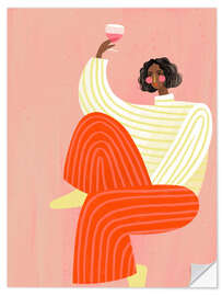 Wandsticker Die Frau mit dem Glas Wein