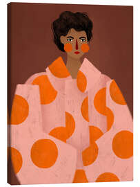 Leinwandbild Frau mit orangefarbenen Punkten