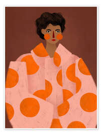 Wandbild Frau mit orangefarbenen Punkten - Bea Müller