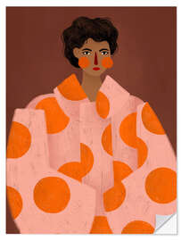 Wandsticker Frau mit orangefarbenen Punkten