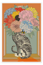 Wandbild Floral Feline Fantasy