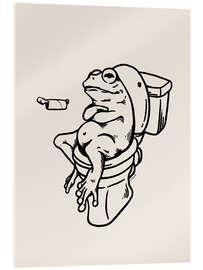Acrylglasbild Frosch auf der Toilette - Tara Royle