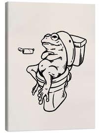 Leinwandbild Frosch auf der Toilette