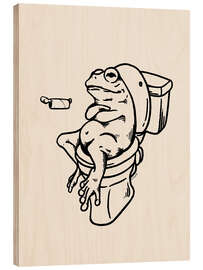 Holzbild Frosch auf der Toilette - Tara Royle
