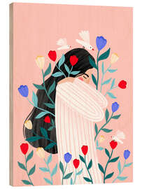 Holzbild Blüten und Ruhe