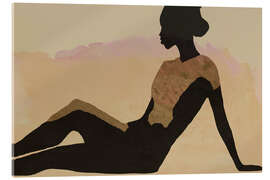 Acrylglasbild Silhouette in Liegeposition: Wüstenfarben - Cartissi