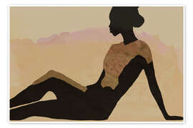 Wandbild Silhouette in Liegeposition: Wüstenfarben - Cartissi