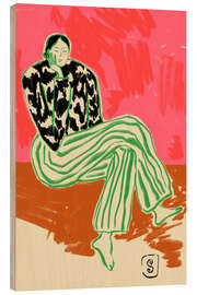 Holzbild Ruhiges Frauenporträt