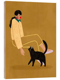 Holzbild Katzenmama - Bea Müller