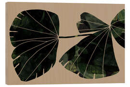 Wood print Lush Leaf - Graphic Plant Print No.1 - Cartissi