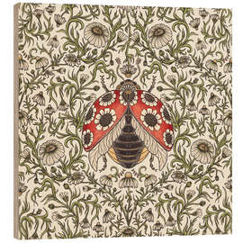 Holzbild Marienkäfer und Gänseblümchen