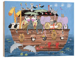 Holzbild Nohas Bogen mit süßen Tieren