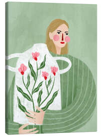 Leinwandbild Die Frau mit der weißen Vase