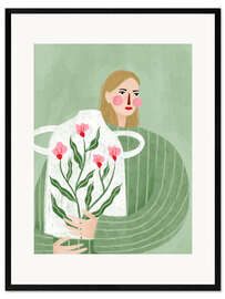 Gerahmter Kunstdruck Die Frau mit der weißen Vase