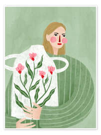 Wandbild Die Frau mit der weißen Vase - Bea Müller