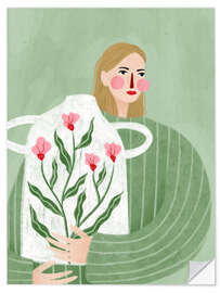 Wandsticker Die Frau mit der weißen Vase