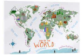 Acrylglasbild Weltkarte für Kinder (englisch)