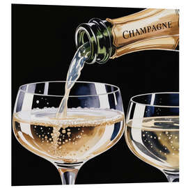 Hartschaumbild Champagner einschenken