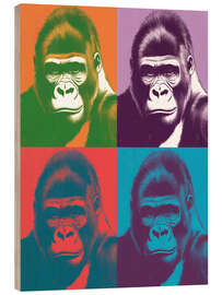 Holzbild Vier Mal Gorilla - Andreas Magnusson