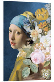 Acrylglasbild Das Mädchen mit dem Perlenohrring – Floral Edition