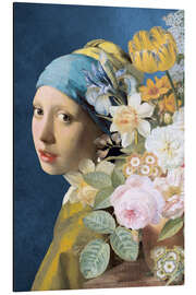 Alubild Das Mädchen mit dem Perlenohrring – Floral Edition