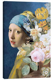 Leinwandbild Das Mädchen mit dem Perlenohrring – Floral Edition
