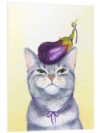 Hartschaumbild Gaston, die Aubergine-Katze