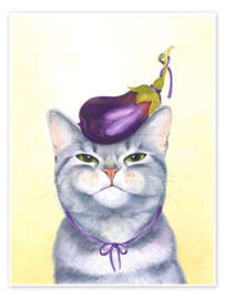 Wandbild Gaston, die Aubergine-Katze