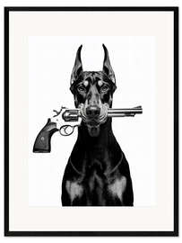 Gerahmter Kunstdruck Bring keinen Hund zu einer Schießerei mit