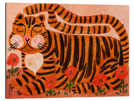 Tableau en aluminium Sleeping Tiger in a Flower Garden - Dirkie Nell
